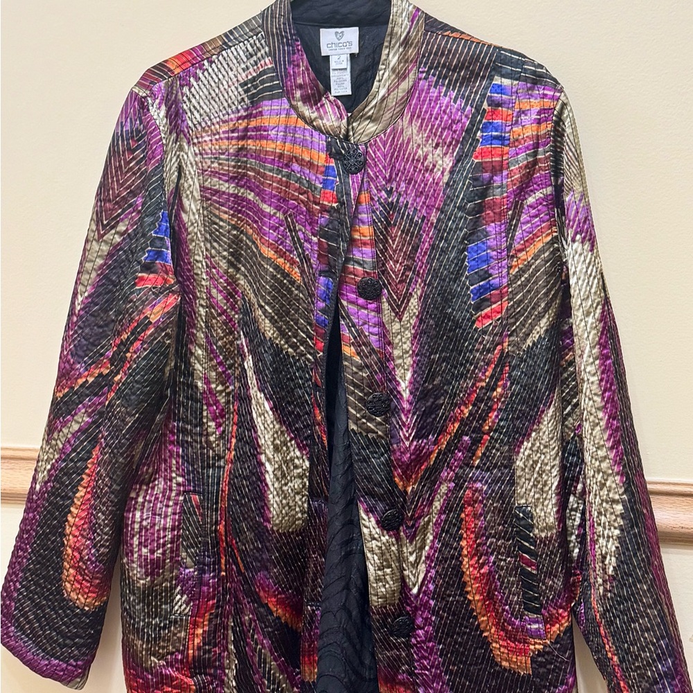 Chico's Multicolor Abstract Blazer